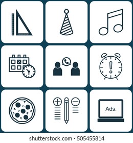 Set Of 9 Universal Editable Icons. Can Be Used For Web, Mobile And App Design. Includes Icons Such As Digital Media, Decision Making, Phone Conference And More.
