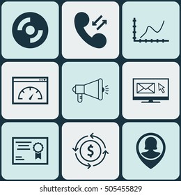 Set Of 9 Universal Editable Icons. Can Be Used For Web, Mobile And App Design. Includes Icons Such As Certificate, Money Recycle, Cellular Data And More.