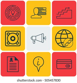 Set Of 9 Universal Editable Icons. Can Be Used For Web, Mobile And App Design. Includes Icons Such As Innovation, Media Campaign, Female Application And More.