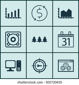 Set Of 9 Universal Editable Icons. Can Be Used For Web, Mobile And App Design. Includes Icons Such As Money Trasnfer, Dynamics, Website Performance And More.