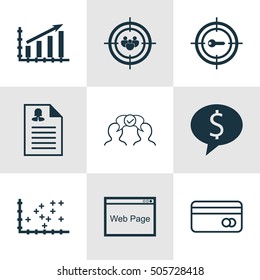 Set Of 9 Universal Editable Icons. Can Be Used For Web, Mobile And App Design. Includes Icons Such As Business Deal, Cooperation, Plastic Card And More.
