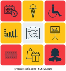 Set Of 9 Universal Editable Icons. Can Be Used For Web, Mobile And App Design. Includes Icons Such As Appointment, Shopping, Accessibility And More.