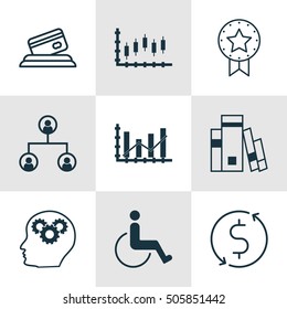Set Of 9 Universal Editable Icons. Can Be Used For Web, Mobile And App Design. Includes Icons Such As Money Trasnfer, Raise Diagram, Brain Process And More.