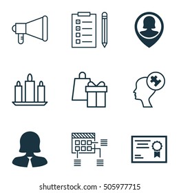 Set Of 9 Universal Editable Icons. Can Be Used For Web, Mobile And App Design. Includes Icons Such As Wax, Human Mind, Business Woman And More.