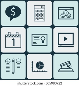 Set Of 9 Universal Editable Icons. Can Be Used For Web, Mobile And App Design. Includes Icons Such As Investment, Circle Graph, Decision Making And More.