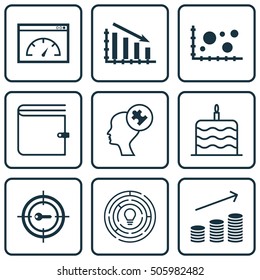 Set Of 9 Universal Editable Icons. Can Be Used For Web, Mobile And App Design. Includes Icons Such As Innovation, Keyword Marketing, Wallet And More.