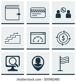Set Of 9 Universal Editable Icons. Can Be Used For Web, Mobile And App Design. Includes Icons Such As Bank Card, Pin Employee, Pin And More.