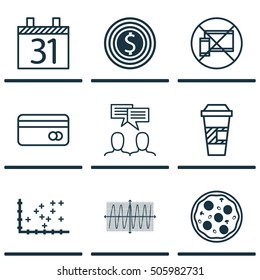 Set Of 9 Universal Editable Icons. Can Be Used For Web, Mobile And App Design. Includes Icons Such As Forbidden Mobile, Pizza Meal, Plot Diagram And More.