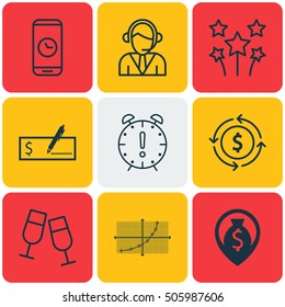 Set Of 9 Universal Editable Icons. Can Be Used For Web, Mobile And App Design. Includes Icons Such As Bank Payment, Money Navigation, Line Grid And More.