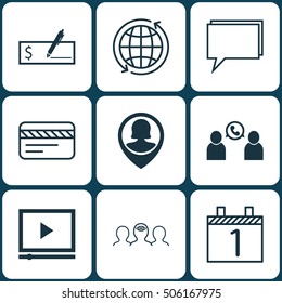 Set Of 9 Universal Editable Icons. Can Be Used For Web, Mobile And App Design. Includes Icons Such As Agenda, Bank Card, Bank Payment And More.