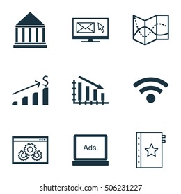 Set Of 9 Universal Editable Icons. Can Be Used For Web, Mobile And App Design. Includes Icons Such As Fail Graph, Warranty, Road Map And More.