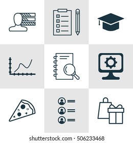 Set Of 9 Universal Editable Icons. Can Be Used For Web, Mobile And App Design. Includes Icons Such As PC, Personal Skills, Reminder And More.