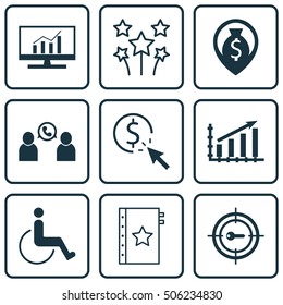 Set Of 9 Universal Editable Icons. Can Be Used For Web, Mobile And App Design. Includes Icons Such As Phone Conference, Accessibility, Warranty And More.