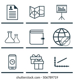 Set Of 9 Universal Editable Icons. Can Be Used For Web, Mobile And App Design. Includes Icons Such As Wallet, Connectivity, Call Duration And More.