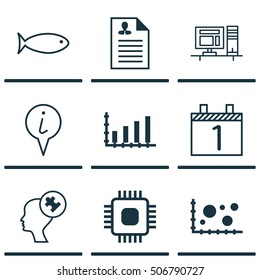 Set Of 9 Universal Editable Icons. Can Be Used For Web, Mobile And App Design. Includes Icons Such As Fishing, Computer, Comparison And More.