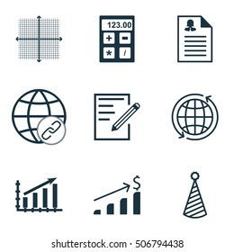 Set Of 9 Universal Editable Icons. Can Be Used For Web, Mobile And App Design. Includes Icons Such As Connectivity, Profit Graph, Female Application And More.