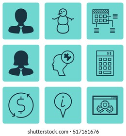 Set Of 9 Universal Editable Icons. Can Be Used For Web, Mobile And App Design. Includes Icons Such As Money Trasnfer, Investment, Human Mind And More.