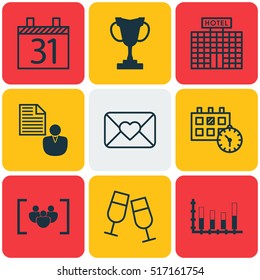 Set Of 9 Universal Editable Icons. Can Be Used For Web, Mobile And App Design. Includes Elements Such As Questionnaire, Appointment, Date And More.