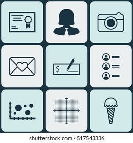 Set Of 9 Universal Editable Icons. Can Be Used For Web, Mobile And App Design. Includes Icons Such As Frozen Food, Comparison, Business Woman And More.