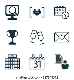 Set Of 9 Universal Editable Icons. Includes Icons Such As Tournament, Laptop, Report And More