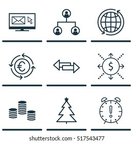 Set Of 9 Universal Editable Icons. Can Be Used For Web, Mobile And App Design. Includes Icons Such As Crossroad, Money, Time Management And More.