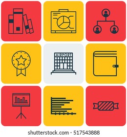 Set Of 9 Universal Editable Icons. Can Be Used For Web, Mobile And App Design. Includes Icons Such As Sweet, Tree Structure, Board And More.