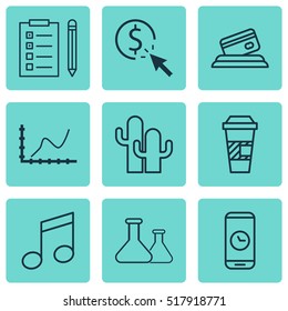 Set Of 9 Universal Editable Icons. Can Be Used For Web, Mobile And App Design. Includes Icons Such As Credit Card, PPC, Call Duration And More.
