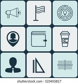 Set Of 9 Universal Editable Icons. Can Be Used For Web, Mobile And App Design. Includes Elements Such As Manager, Pin, Wallet And More.