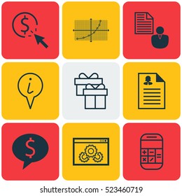 Set Of 9 Universal Editable Icons. Can Be Used For Web, Mobile And App Design. Includes Elements Such As Report, Website Performance, PPC And More.