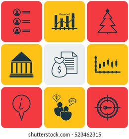 Set Of 9 Universal Editable Icons. Can Be Used For Web, Mobile And App Design. Includes Elements Such As SEO Brainstorm, Keyword Optimisation, Job Applicants And More.