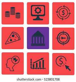 Set Of 9 Universal Editable Icons. Can Be Used For Web, Mobile And App Design. Includes Elements Such As PPC, Profit Graph, Education Center And More.
