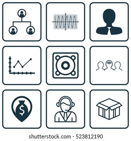 Set Of 9 Universal Editable Icons. Can Be Used For Web, Mobile And App Design. Includes Elements Such As Manager, Tree Structure, Operator And More.