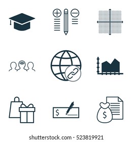 Set Of 9 Universal Editable Icons. Can Be Used For Web, Mobile And App Design. Includes Elements Such As Decision Making, Shopping, Connectivity And More.