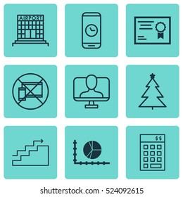 Set Of 9 Universal Editable Icons. Can Be Used For Web, Mobile And App Design. Includes Elements Such As Online Identity, Growth, Forbidden Mobile And More.