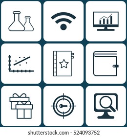 Set Of 9 Universal Editable Icons. Can Be Used For Web, Mobile And App Design. Includes Elements Such As Keyword Marketing, Market Research, Analytics And More.