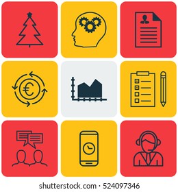 Set Of 9 Universal Editable Icons. Can Be Used For Web, Mobile And App Design. Includes Elements Such As Call Duration, Reminder, Currency Recycle And More.