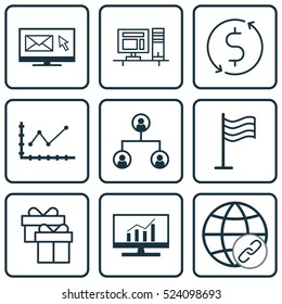 Set Of 9 Universal Editable Icons. Can Be Used For Web, Mobile And App Design. Includes Elements Such As Money Trasnfer, Market Research, Pin And More.
