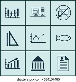 Set Of 9 Universal Editable Icons. Can Be Used For Web, Mobile And App Design. Includes Elements Such As Forbidden Mobile, Changes Graph, Computer And More.