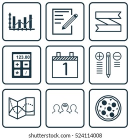 Set Of 9 Universal Editable Icons. Can Be Used For Web, Mobile And App Design. Includes Elements Such As Blank Ribbon, Decision Making, Raise Diagram And More.