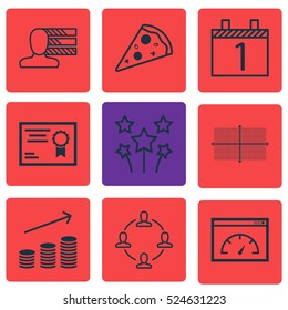 Set Of 9 Universal Editable Icons. Can Be Used For Web, Mobile And App Design. Includes Elements Such As Collaboration, Personal Skills, Square Diagram And More.