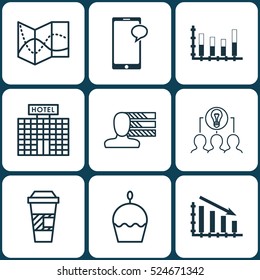 Set Of 9 Universal Editable Icons. Can Be Used For Web, Mobile And App Design. Includes Elements Such As Personal Skills, Collaborative Solution, Segmented Bar Graph And More.