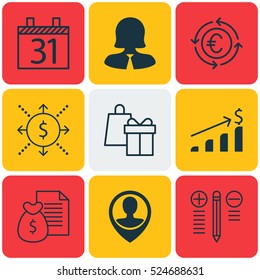 Set Of 9 Universal Editable Icons. Can Be Used For Web, Mobile And App Design. Includes Elements Such As Currency Recycle, Decision Making, Report And More.
