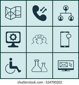Set Of 9 Universal Editable Icons. Can Be Used For Web, Mobile And App Design. Includes Elements Such As Cellular Data, Road Map, PC And More.