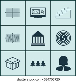 Set Of 9 Universal Editable Icons. Can Be Used For Web, Mobile And App Design. Includes Elements Such As Cosinus Diagram, Square Diagram, Education Center And More.