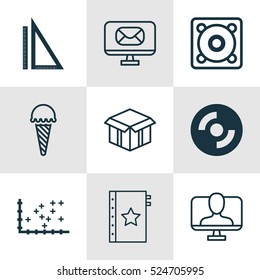 Set Of 9 Universal Editable Icons. Can Be Used For Web, Mobile And App Design. Includes Elements Such As Open Cardboard, Email, Warranty And More.