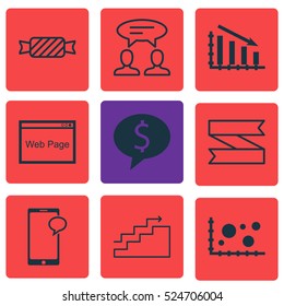 Set Of 9 Universal Editable Icons. Can Be Used For Web, Mobile And App Design. Includes Elements Such As Business Deal, Sweet, Website And More.