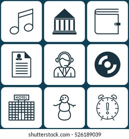 Set Of 9 Universal Editable Icons. Can Be Used For Web, Mobile And App Design. Includes Elements Such As Time Management, Operator, Winter And More.