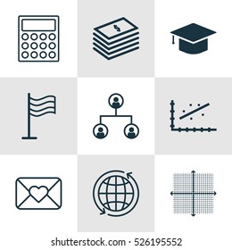Set Of 9 Universal Editable Icons. Can Be Used For Web, Mobile And App Design. Includes Elements Such As Analytics, Tree Structure, Savings And More.