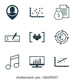 Set Of 9 Universal Editable Icons. Can Be Used For Web, Mobile And App Design. Includes Elements Such As Pin Employee, Report, Bank Payment And More.