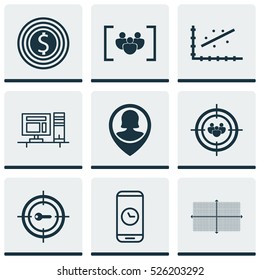 Set Of 9 Universal Editable Icons. Can Be Used For Web, Mobile And App Design. Includes Elements Such As Focus Group, Analytics, Keyword Marketing And More.